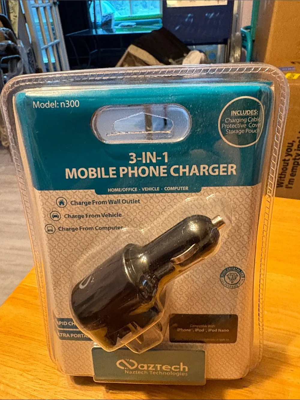 N300 3-in-1 Mobile Phone Charger - Black